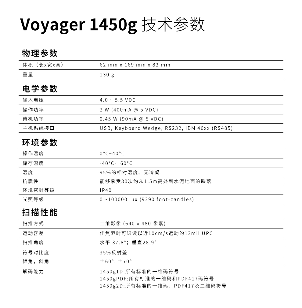 1450g条码扫描枪具体参数 1450g条码扫描枪具体参数