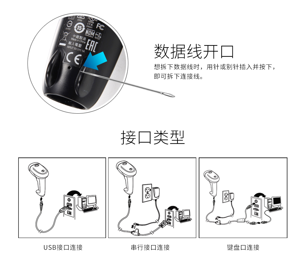 1400g条码扫描枪具有三种接口方式 1400g条码扫描枪具有三种接口方式